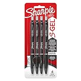 Sharpie S-Gel, Gel Pens, Medium Point (0.7mm), Black Ink Gel Pen, 4 Count