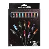 Pentonic Glitter Gel Pens, 10 Count, 10 Assorted Colors, 1.0 mm Medium Point, Smooth Writing For Journaling, Notetaking & Art Projects (1002365)