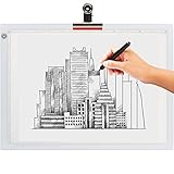 LED Tracing Light Box, Ultra Thin Light Pad with Adjustable Brightness. Comes with USB Cable, Adapter, Tracing Paper, Clip. Light Table Drawing Pad, Portable Light Board for Sketching, Cricut Lightbox