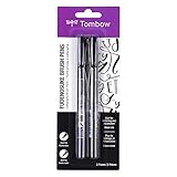 Tombow 62038 Fudenosuke Brush Pen, 2-Pack. Soft and Hard Tip Fudenosuke Brush Pens for Calligraphy and Art Drawings