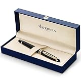 Waterman Expert Fountain Pen Gloss Black with 23k Gold Trim Fine Nib Gift Box