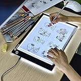 Light Box Drawing Pad, Tracing Board with Type-C Charge Cable and Brightness Adjustable for Artists, AnimationDrawing, Sketching, Animation, X-ray Viewing (A4) Not Rechargeable