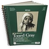 Strathmore 400 Series Sketch Pad, Toned Gray, 9x12 inch, 50 Sheets - Artist Sketchbook for Drawing, Illustration, Art Class Students