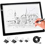 comzler A4 LED Light Board, 3 Level Dimmable Brightness USB Power Artcraft Light Table for Tracing, Light Drawing Sketch Pad for Animation, Sketching, Drawing, Stenciling, Artists - Black