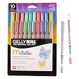 SAKURA Gelly Roll Metallic Gel Pens - Creator of the Original Gel Pen - Pens for Scrapbook, Journals or Drawing - Art Gifts, Holiday Gifts & DIY Projects - Colored Metallic Ink - Medium Line - 10 Pack