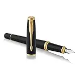 Parker Urban Fountain Pen, Muted Black with Gold Trim, Fine Nib with Blue Ink Refill (1931593)