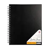 Pentalic 8.5' x 11' Traditional Wirebound Sketchbook, 160 Pages, Black