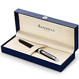Waterman Hémisphère Fountain Pen, Gloss Black with Chrome Trim, Fine Nib with Black Ink Cartridge, Gift Box