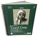 Strathmore 400 Series Sketch 30% Post Consumer Fiber Wire Binding Recycled Toned Sketch Pad, 9''x12'', Gray, 50 Sheets