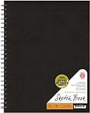 Pentalic 8.5' x 11' Traditional Wirebound Sketchbook, 160 Pages, Black